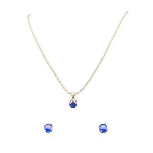JCM stainless steel round sapphire cz earrings and matching pendant with chain